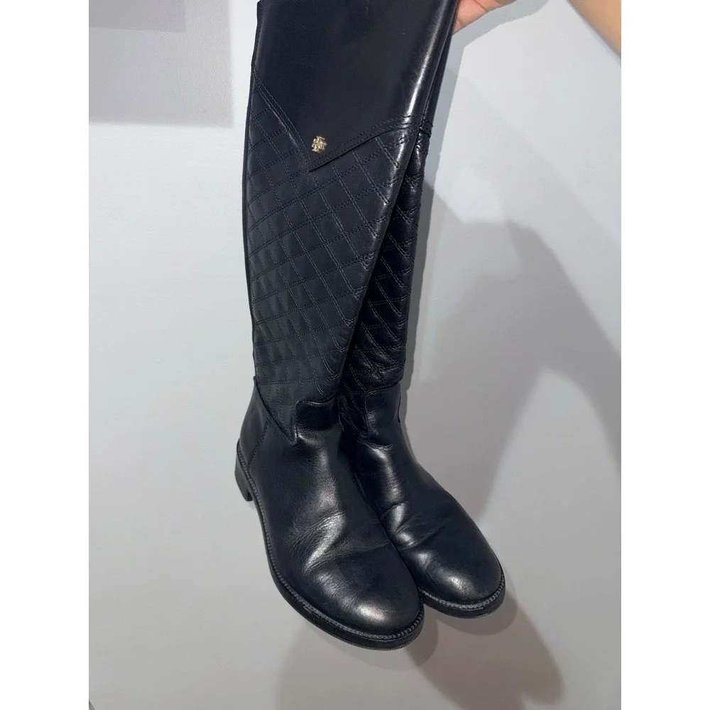 Tory Burch Claremont Quilted Black‎ High Boot Women's Size 6.5 M Designer